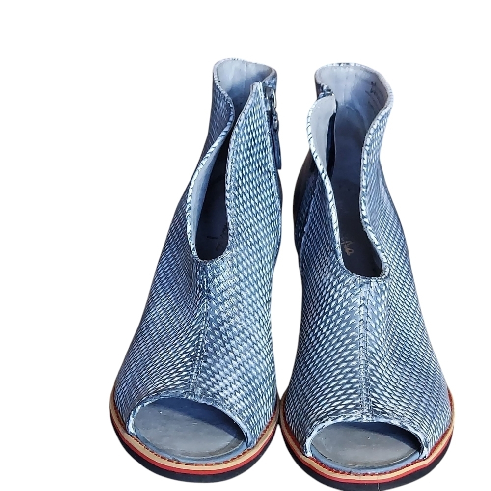 Tsakiris Mallas Greek Designer Leather Peep Toe Ankle Booties EU - Picture 2 of 15